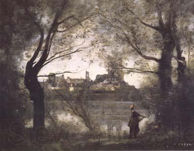 Jean Baptiste Camille  Corot Mantes (mk11) Spain oil painting art